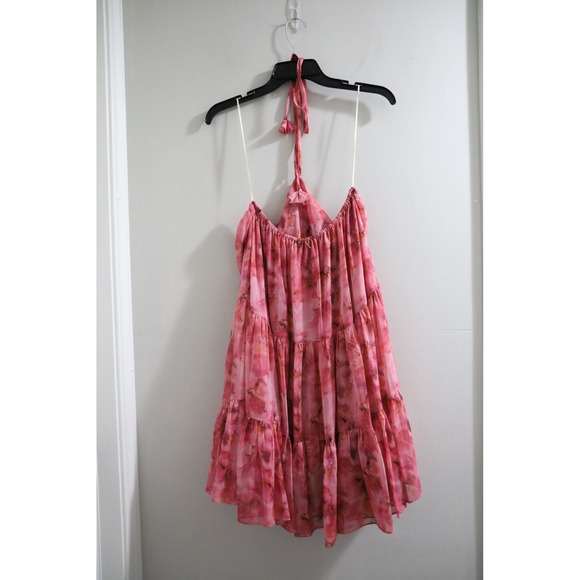 MISA Los Angeles Sastra Pink‎ Floral Halter Tiered Mini Dress, Party, Festival - Picture 6 of 6